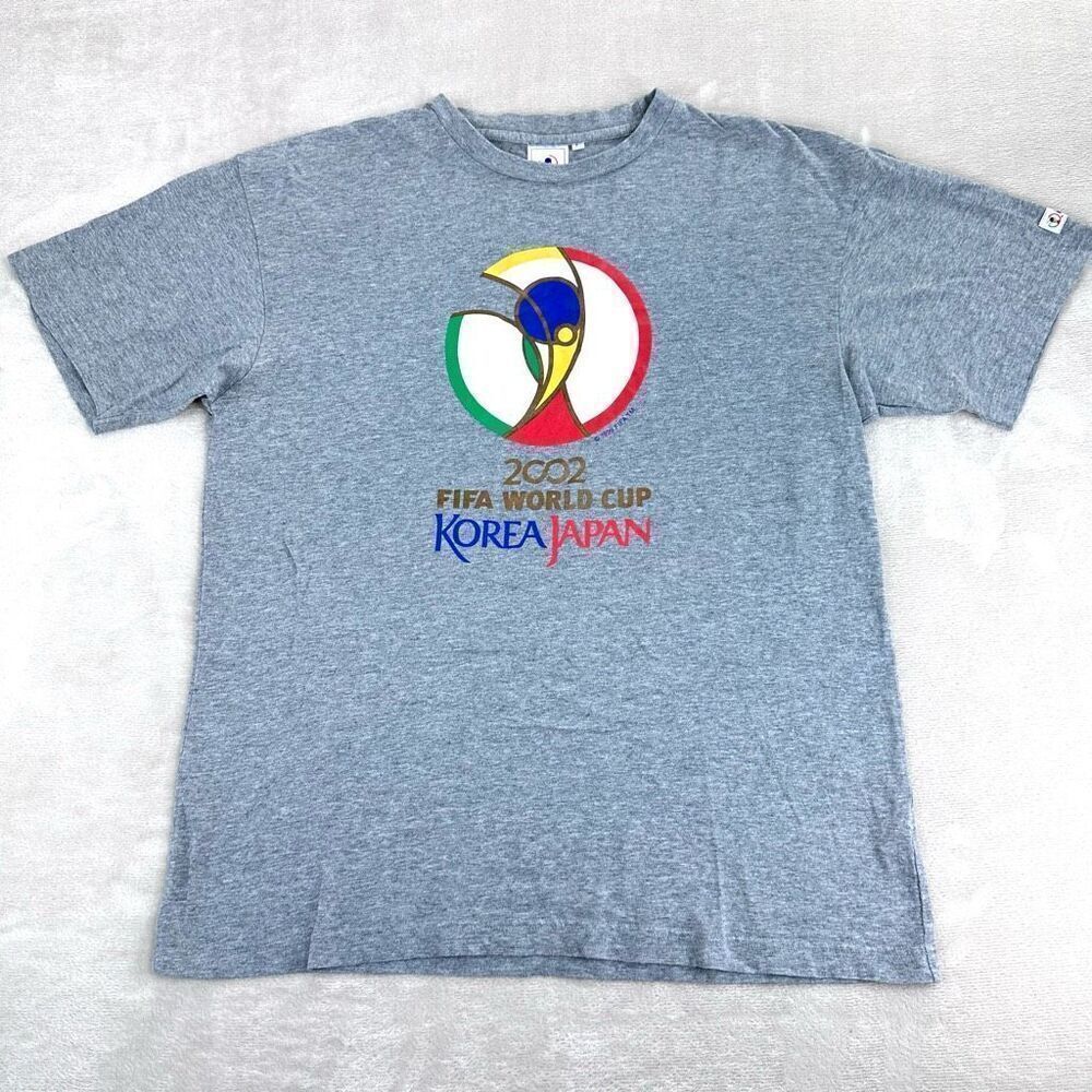 Vintage T-Shirt Men’s L Gray Y2K FIFA World Cup Korea Japan